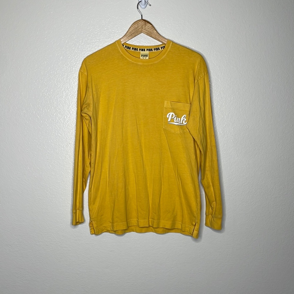 Pink by VS Long Sleeve Tee Yellow sz XS Oversized